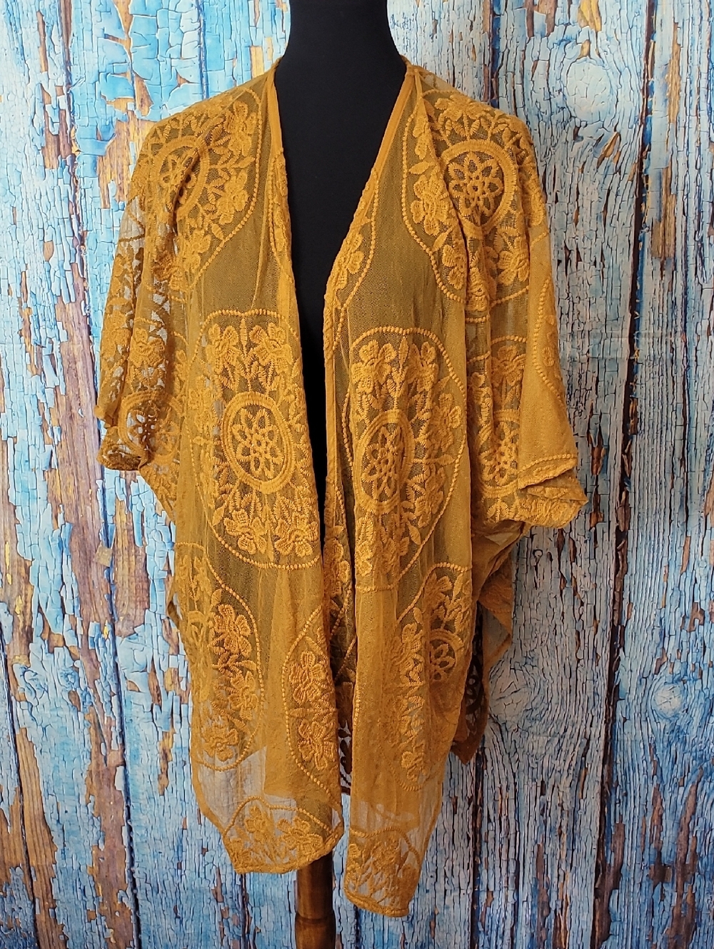 Maurices Mustard Lace Overlay Top